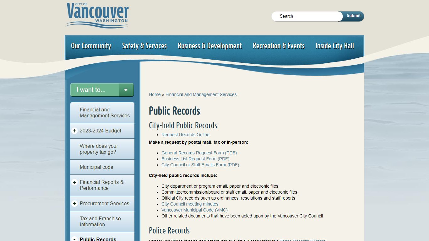 Public Records | City of Vancouver, Washington, USA